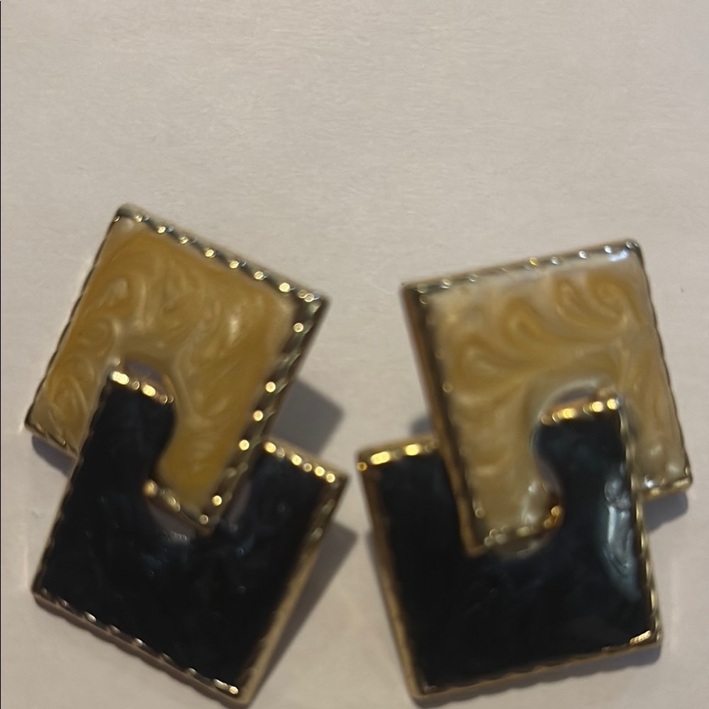 Elegant Gold and Black Earrings